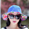 Women Retro Foldable Floral Print Double-sided Bucket Hat Casual Anti-UV Visor Beach Fisherman Hat
