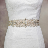 Women Rhinestone Bead Ribbon Elegant Party Dress Sash Belt Cocktail Dress Accessories