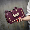 Women Rivet Cat Pattern Phone Bag Crossbody Bag Shoulder Bag