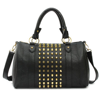 Women Rivet Vintage Casual Handbags Ladies Elegant Retro Zipper Shoulder Bags