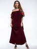 Women Rose Embroidered Off Shoulder Long Maxi Dresses
