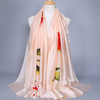 Women Rose Flower Floral Printed Silk Artificial Satin Polyester Scarf Long Shawls