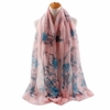 Women Rose Silk Voile Scarves Casual Outdoor Sunscreen Warm Shawl