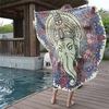 Women Round Yoga Mat Beach Printing Throw Towel Shawl Wall Hanging Tapestry