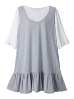 Women Ruffle Sleeve Two-Piece Strap Dress