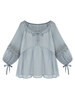 Women Ruffles Bow Crochet Patchwork Two Pieces Chiffon Blouse
