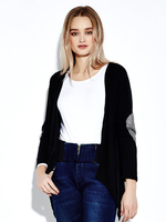 Women Sequin Patchwork Irregular Hem Loose Cardigan
