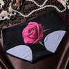 Women Sexy 3D Rose Printing Briefs Seamless Silk Mid Waist Panties Underwear
