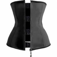 Women Sexy 9 Steel Bones Zipper Corset Latex Underbust Waist Slimming Cincher Corselet Bustier