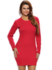 Women Sexy Backless Bodycon Long Sleeve O-neck Mini Dress