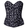 Women Sexy Black Spots Cotton Corset Front Zip Overbust Bustiers