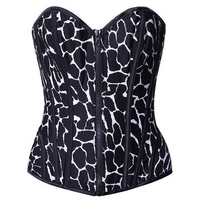 Women Sexy Black Spots Cotton Corset Front Zip Overbust Bustiers