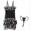 Women Sexy Black Transparent Flower Nightdress Lace Temptation Bodydoll Sleepwear