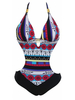 Women Sexy Bohemia Printing One Piece Bikini Backless Padded Bathing Suit