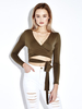 Women Sexy Bowknot V-neck Long Sleeve T-shirt