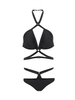Women Sexy Cross Halter Bikini Sets Black Bandage Backless Swimsuit