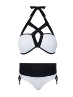 Women Sexy Cross Halter Bikini Sets Color Block Bathing Suit