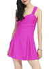 Women Sexy Cross Shoulder Straps One Piece Swimsuit Pure Color Dress Swimwear