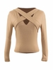Women Sexy Cross Strap Long Sleeve V-neck T-shirt