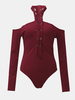 Women Sexy Cross Strap Off-shoulder Long Sleeve Jumpsuit