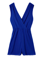 Women Sexy Deep V Elastic Waist Sleeveless Jumpsuit