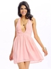 Women Sexy Deep V Halter Backless Sleeveless Mini Dress