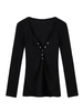 Women Sexy Deep V-Neck Casual Solid Long Sleeve Buttons Blouse