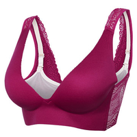 Women Sexy Deep V Seamless Bras Embroidered Lace Wireless Bras