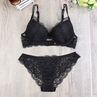 Women Sexy Embroidered Lace Bra Sets V Neck Push Up Bra Set