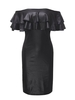 Women Sexy Faux Leather Flouncing Off-shoulder Mini Dress