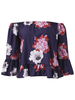 Women Sexy Floral Print Off-shoulder Horn Sleeve Tops