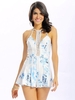 Women Sexy Floral Printing Lace Stitching Backless Halter Jumpsuit