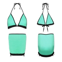 Women Sexy Halter Bikini Bra Nightdress Hollow Out Mini Skirt Sleepwear