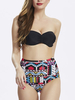 Women Sexy Halter Printing Bikini Sets High Waist Contrast Color Bra Set Swimwear