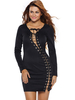 Women Sexy Hollow Bandage Long Sleeve Mini Dress