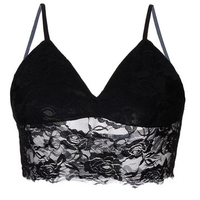 Women Sexy Hollow Floral Lace Vest Spaghetti Strap V Neck Bras Crop Top