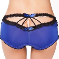 Women Sexy Hollow Out Bow Panties Lace Mid Waist Underwear