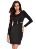 Women Sexy Hollow Out Long Sleeve Knit Slim Dress