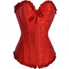 Women Sexy Jacquard Lace Up Corset Waist Training Satin Overbust Bustier
