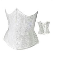 Women Sexy Jacquard Waist Training Corset Steel Boned Satin Underbust Bustiers