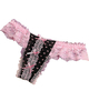 Women Sexy Lace Bow Thongs Low Waist Heart Pattern V-Strings Panties