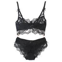 Women Sexy Lace Floral Bra Set Hollow Out Unlined Bra Sets