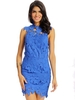 Women Sexy Lace Hollow Bodycon Backless Sleeveless Mini Dress