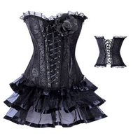 Women Sexy Lace Up Embroidered Overbust Corset Push Up Corsets Dress