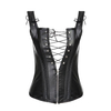 Women Sexy Lace Up PU Leather Corset Hollow Out Zipper Front Steampunk Korsett Bustier