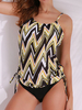 Women Sexy Lace Up Tankinis Geometric Printing Two-piece Swimwear