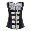 Women Sexy Leather Brocade Zipper Bustiers Steel Bone Waist Slimming Overbust Corset