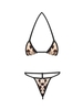 Women Sexy Leopard Hollow Out Bikini Sets V-Strings Temptation Bathing Suit
