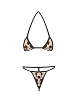 Women Sexy Leopard Hollow Out Bikini Sets V-Strings Temptation Bathing Suit
