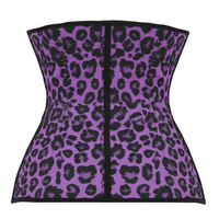 Women Sexy Leopard Print Latex Corset Steel Boned Waist Trainer Cincher Bustiers